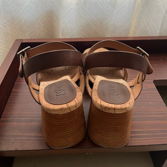 Brown Leather Pacye Block Heel Sandals - Picture 4 of 6